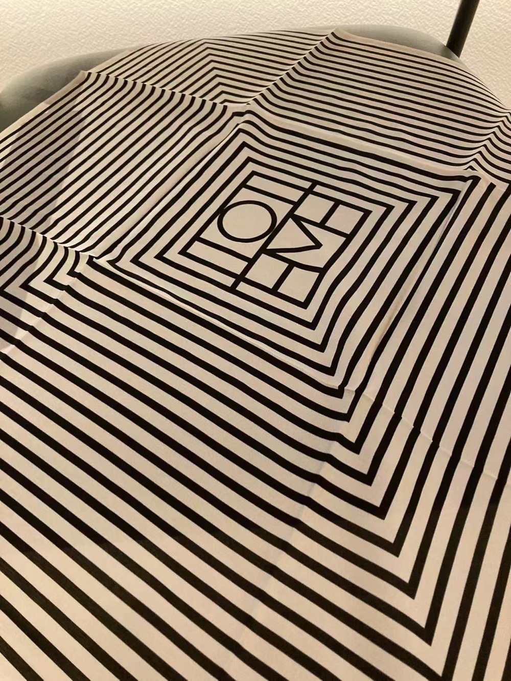 Toteme Black & White Striped Scarf with Central Logo